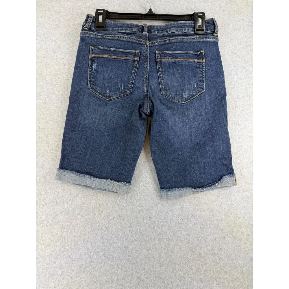 Apt. 9 Modern Fit Women's Size 2 Denim Bermuda Shorts Distressed Cuffed 3584